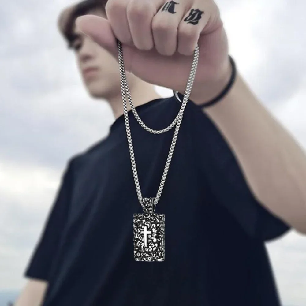 ❤️Cross Stainless Steel Punk Casting Pendant necklace for women/men, N90201P191